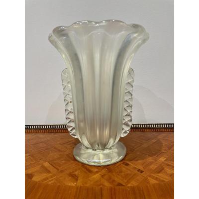 «Ercole Barovier » Vase Art Déco Verre Transparent / Translucide Irisé 
