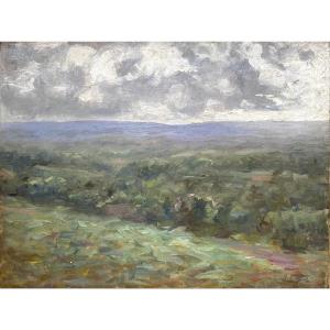 Louis-auguste Auguin (1824-1903), Landscape Of Charente Study Of Sky, Oil On Canvas