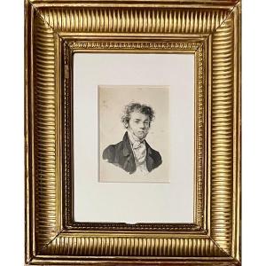 French School Circa 1820, Portrait Of A Young Man, Pen And Ink Wash