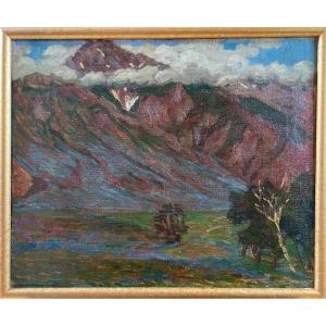 Andrée Karpeles (1885–1956) View Of A Mountain In Sonnarmag, Himalayas, India, Oil On Canvas