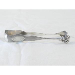 Sugar Tongs In Sterling Silver, 19th Century, Goldsmith Paul Massat