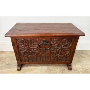 Small Gothic Chest In Solid Walnut