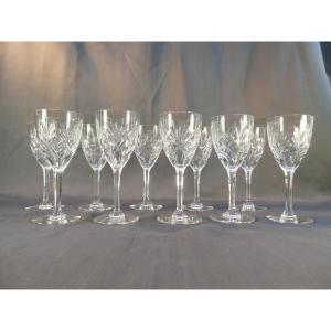 Cristal De Saint-louis 10 Water Glasses Chantilly Model 18.7 Cm