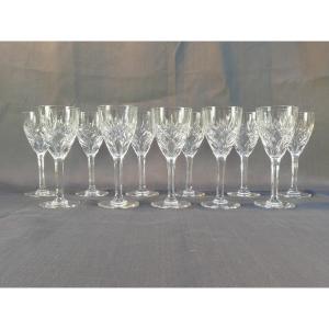 Cristal De Saint-louis 11 White Wine Glasses Chantilly Model 15.3 Cm