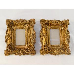 Pair Of 19th-century Wooden And Gilded Stucco Photo Frames