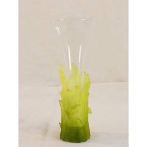 Vase Soliflore Signed Daum France In Glass Paste And Crystal