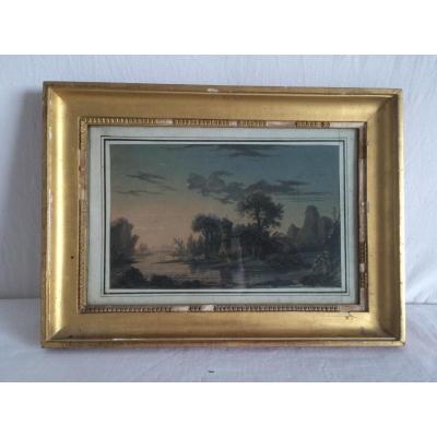 Jean-baptiste Pourcelly (1791-1802) - Watercolor Gouache / Paper - Landscape