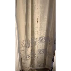 A Pair Of Cotton Lace-inlaid Curtains