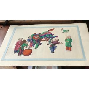 Chinese Gouache Painting On Rice Paper