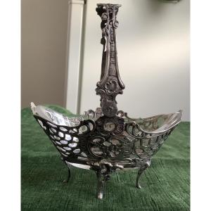 Small Silver Basket With Inner Glass