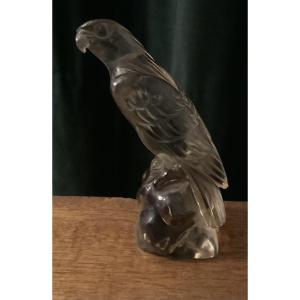 Chinese Falcon Statuette By Rock Crystal