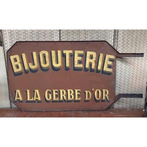 Iron Sign For Watch And Jewelry Shop "at The Golden Sheaf"