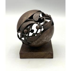 Art Deco Paperweight Edgar Brandt "ball Of Mistletoe"