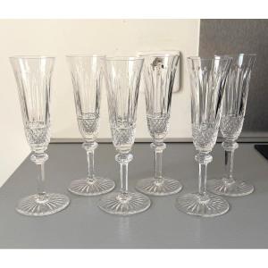6 Saint Louis Crystal Champagne Flutes, Tommy Model