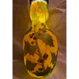 Legras Glass Pate Vase, Holly Decor