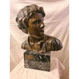 Bronze Bust Of A Man Signed Fernand Dubois