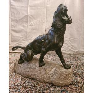 Bronze: Wounded Lioness Roaring By Thomas François Cartier (1879-1943)