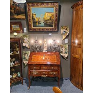 18th Century Marquetry Slant-front Desk