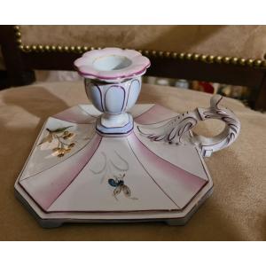 Saint Clément Earthenware Candlestick Attributed To Emile Gallé