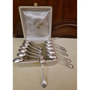 12 Mocha Spoons And Their Box, Christofle Marly Model
