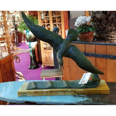 Bronze Sculpture On Marble By Georges Raoul Garreau