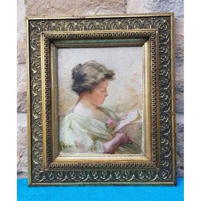 Painting, Portrait Of Woman With The Letter