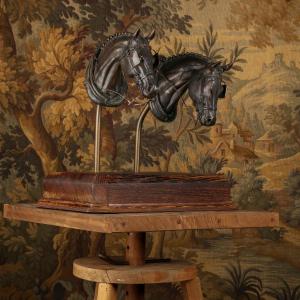 Pair Of Bronze Horse Heads 