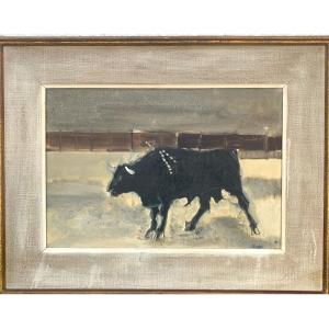 Painting By Jc Chedal, Bull And Banderillas