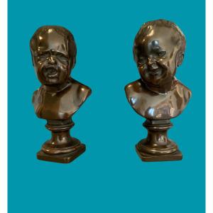 Pair Of 19th Century Bronze Busts Of Children