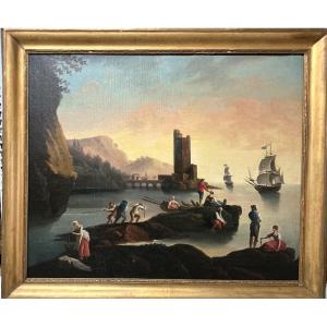 Marine Painting In The Style Of Claude Joseph Vernet, 13th/early 19th Century 