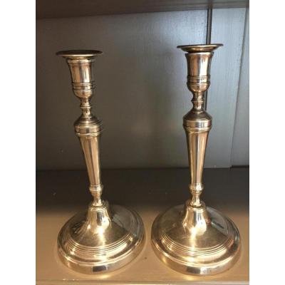 Pair Of Candlesticks Silver Bronze XIX