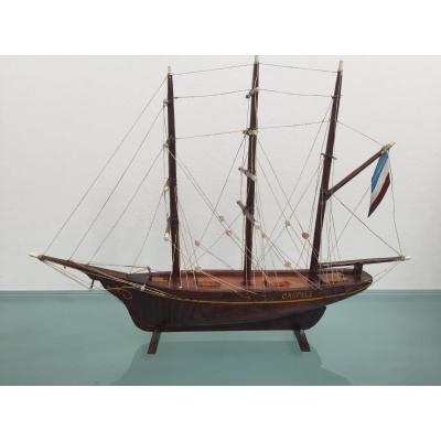 Model Of A Three Masted Barque Sailboat