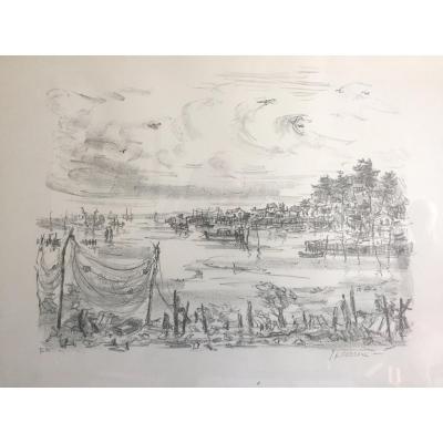 View Of The Arcachon Bay By Jean Gérard Carrere