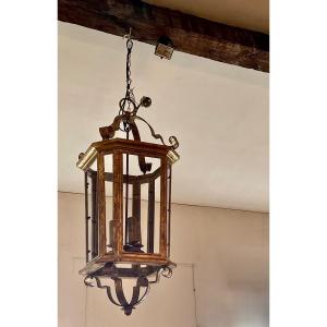 A Gilt Wrought Iron Lantern, 20th Century