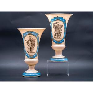 Pair Of Lined Opaline Vases, Late 19th Century