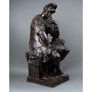 Bronze Lorenzo De Medici After Michelangelo, 19th Century