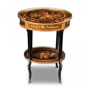 French Inlaid Side Table, 19th Century