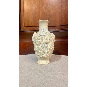 Partially Enameled Earthenware Biscuit Vase, 20th Century