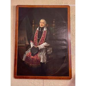 Large Portrait Of Abbot Duburg, Priest Of Saint-michel In Bordeaux, Signed Céleste Mingaud, 19t