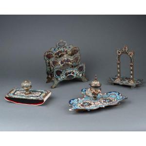 Cloisonné Enamel Desk Set, 19th Century