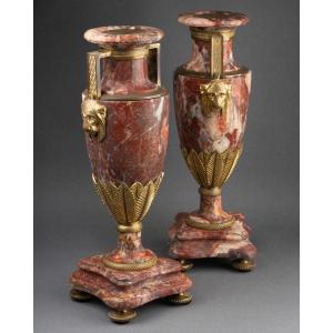 Pair Of Egyptian-style Marble Urns, 19th Century