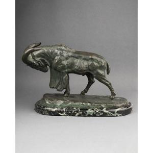Bronze Sculpture, Charging Mountain Ram, Signed Félix Guis (1887-1972)