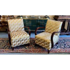 Pair Of Mid-century Armchairs, 20th Century