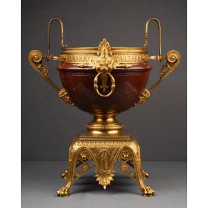 Red Marble Cup, Gilt Bronze Mount, 19th Century