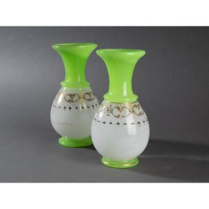 Pair Of Opaline Vases, Late 19th Century
