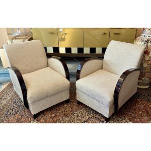 Pair Of Art Deco Armchairs, 20th Century