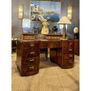 Art Deco Desk In Walnut Burl, 1930s