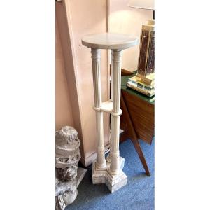 Neo-gothic White Marble Pedestal Stand, 19th Century