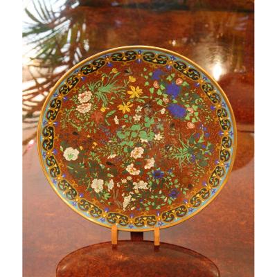 Chinese Cloisonné Enamel Plate XIXth Century