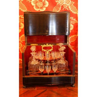 Box Fo Liqueurs In Blackened Wood, Nineteenth Century